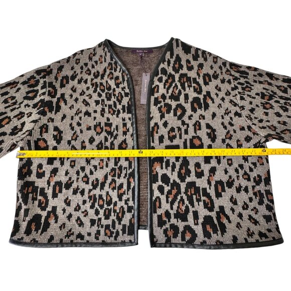NWT RACHEL ROY Leopard Print Cardigan Jacket Sz.M Tan Black Wool Blend Mob Wife - Picture 7 of 11